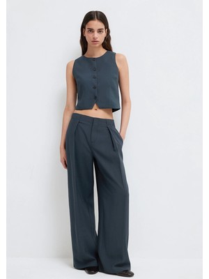 Mavi Sırt Detaylı Antrasit Yelek 1211516-91480