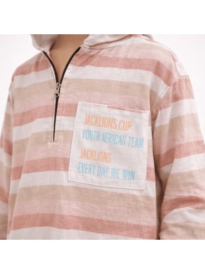 Onymino Erkek Çocuk Kapüşonlu Çizgili Gömlek – %100 Pamuk, Esnek ve Ince Kumaş