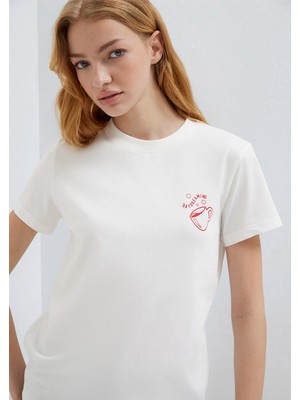 Mavi Baskılı Ekru Tişört 1613741-70057