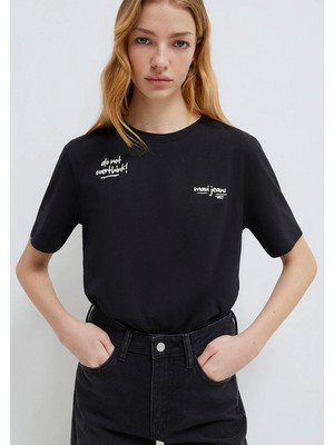 Mavi Baskılı Siyah Tişört 1613739-900