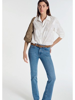 Mavi Baskılı Ekru Gömlek 1211437-70057