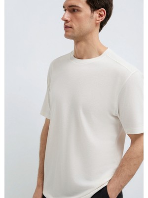 Mavi Soft-Premium Ekru (Tencel™) Liyosel Karışımlı Tişört 0613468-70057