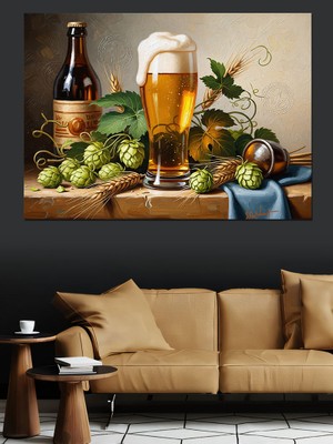 Tablomega Hops Mutfak Tablosu Dekoratif Kanvas - Mdf Ahşap Tablo