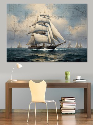 Tablomega Bulutlar Arasından Süzülen Büyük Gemi Dekoratif Kanvas - Mdf Ahşap Tablo