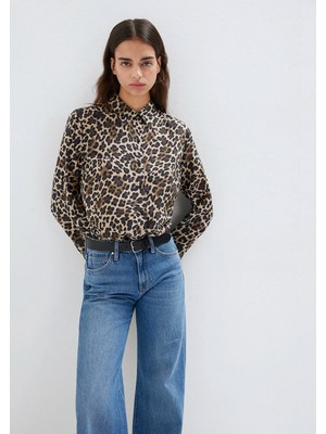 Mavi Leopar Baskılı Gömlek 1211512-91572