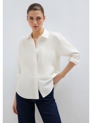 Mavi Cepli Ekru Gömlek 1211434-70057