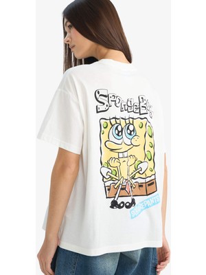 DeFacto %100 Pamuk SpongeBob Oversize Sırt Baskılı Tişört G0847AX26SP