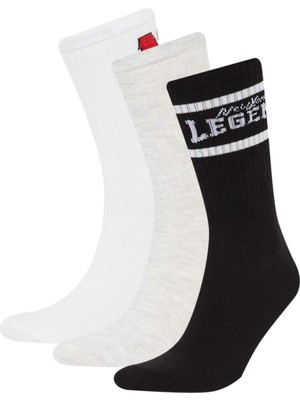 DeFacto Erkek Rahat Lastikli 3'lü Pamuklu Uzun Çorap D9660AXNS