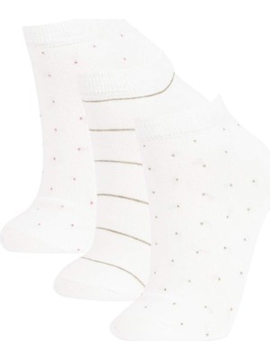 DeFacto Kadın 3lü Pamuklu Puantiyeli ve Çizgili Patik ÇORAP Z7542AZNS