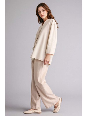 DeFacto Wıde Leg Keten Karışımlı PANTOLON F7960AX26SP