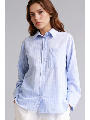 DeFacto Relax Fit Çizgili Flamlı Pamuk Tunik F6314AX26SP