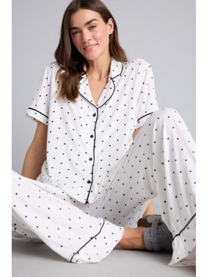 DeFacto Softshell Puantiyeli Pijama Takımı H1795AX26SP