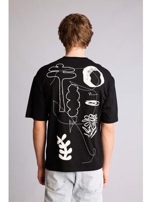 DeFacto Boxy Fit Baskılı Kısa Kollu Tişört G3218AX26SP