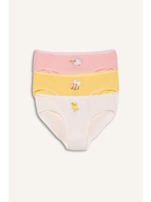 DeFacto Hayvan Desenli Penye 3'lü Slip Külot Kız Çocuk H5943A826SM