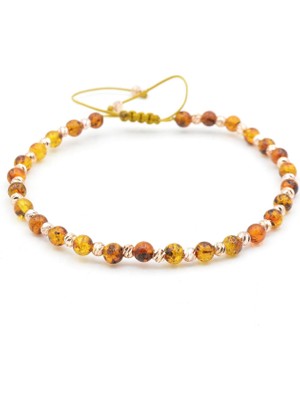 Murty99 Hakiki Doğal Makrome Model Damla Kehribar Bileklik 4 mm