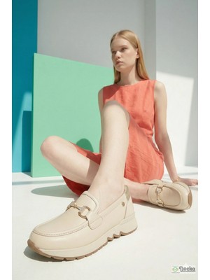 Mammamia Kadın Bağcıksız Hakiki Deri Otopedik Günlük Loafer Ayakkabı M27YA/3975