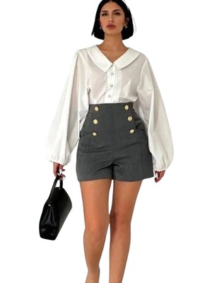 Paxteks Düğme Detaylı Şık Midi Şort