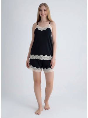 Wondergen Siyah - Çok Renkli Kadın Pijama Şort 401WON-1117-192