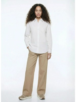 Discovery Expedition D6SL-GML3543 Beyaz  Relaxed Fit Kadın Gömlek