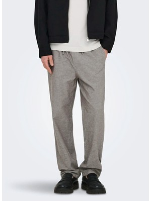 Only & Sons Siyah Erkek Rahat Chino Pantolon 22028267 Onssınus Loose Lın Pnt Nos