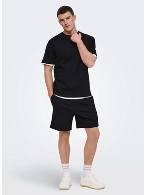 Only & Sons Siyah Erkek Normal Fit T-Shirt 22034263 Onstobıe Reg Ss Tee Noos