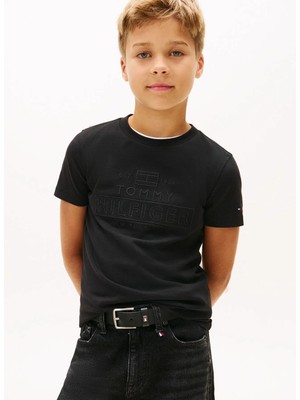 Tommy Hilfiger Baskılı Siyah Erkek Çocuk T-Shirt KB0KB10367BDS
