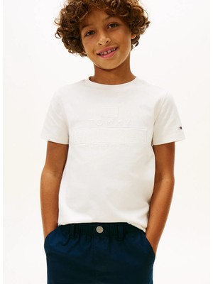 Tommy Hilfiger Baskılı Ekru Erkek Çocuk T-Shirt KB0KB10367YBH