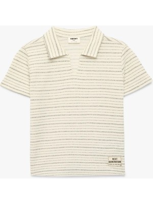 Koton Çizgili Ekru Erkek Çocuk Polo T-Shirt 6SKB10080TK