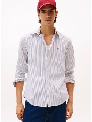 Tommy Hilfiger Beyaz Erkek Gömlek MW0MW413990FA_CORE Haırlıne Poplın