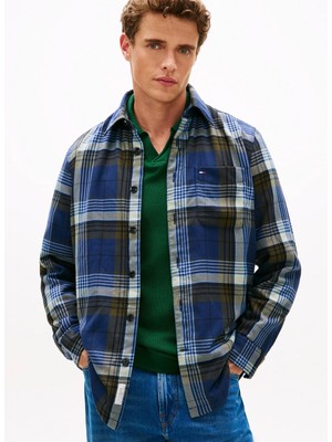 Tommy Hilfiger Mavi Erkek Kareli Gömlek MW0MW416820MS_PADDED Overshırt