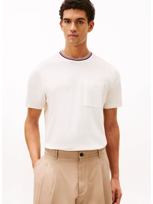 Tommy Hilfiger Sarı Erkek T-Shirt MW0MW41472Z00_RWB Pocket Pıque Tee