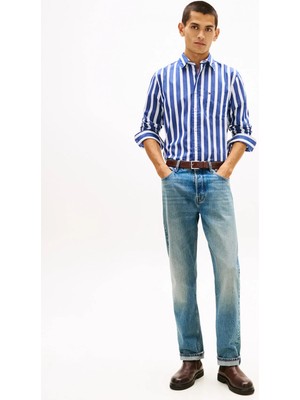 Tommy Hilfiger Mavi Erkek Gömlek MW0MW417150A4_FLEX Poplın Bold Strı