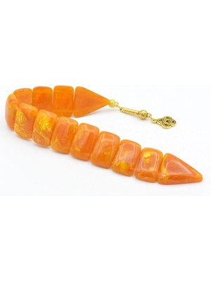 Murty99 Iri Taneli Hareli Turuncu Toz Kehribar Balık Tesbih 002