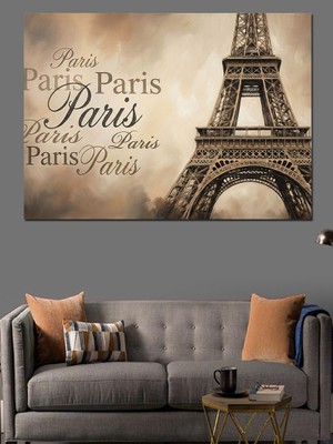 Tablomega Paris Eyfel Kulesi Retro Poster Dekoratif Kanvas - Mdf Ahşap Tablo