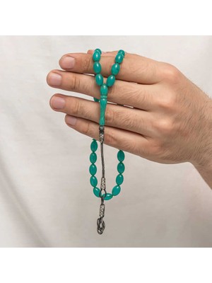 Kenpazar Gümüş Kazaz Püsküllü Sıkma Kehribar Tesbih