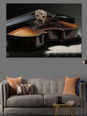 Tablomega Keman Üzerinde Notlar ve Çizimler Dekoratif Kanvas - Mdf Ahşap Tablo