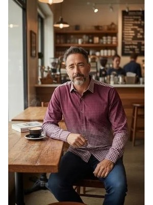 Eren Style Klasik %100 Cotton Uzun Kollu Terletmeyen Kışlık Flanel Kumaş Kareli Gömlek (Slim Fit)