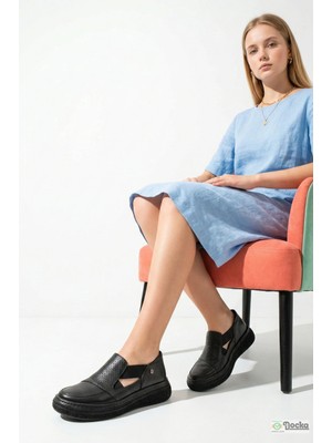 Mammamia Kadın Bağcıksız Hakiki Deri Yürüyüş Özellikli Otopedik Günlük  Ayakkabı M27YA/3945