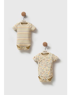 Moi Noi "dog" Koleksiyonu Ikili Kısa Kol Body Seti - Bej & Çok Renkli