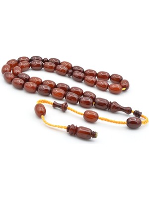 Murty99 Isa Balkaya Imzalı Tombul Kapsül Koyu Turuncu Sıkma Kehribar Tesbih