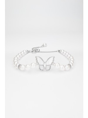 Stella Fortis Kelebek Figürlü Inci Kadın Bileklik – Barok Inciler | Ayarlanabilir Asansörlü Model