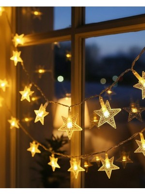 Zero Land Drnds Günışığı Beyaz Yıldız Işık Zinciri 5 Metre  Tasarruflu Dekor