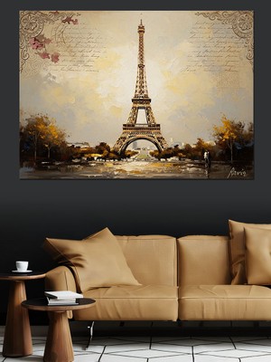 Tablomega Gece Gökyüzünde Ikonik Eyfel Kulesi Dekoratif Kanvas - Mdf Ahşap Tablo