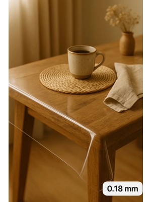 Beta Moda Hub Pvc Şeffaf Ince Masa Örtüsü Kaymaz Taban, Tüm Ebatlar 180 Micron 0,18 mm