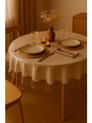 Beta Moda Hub Pvc Şeffaf Ince Yuvarlak Masa  Örtüsü Kaymaz Taban, Tüm Ebatlar 180 Micron 0,18 mm