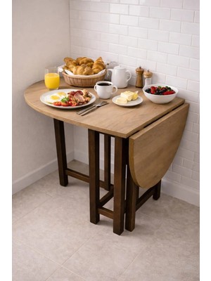 Mobilyacın Katlanır Kanatlı Masa Yemek Masası Çalışma Masası Mutfak Masası A.ceviz