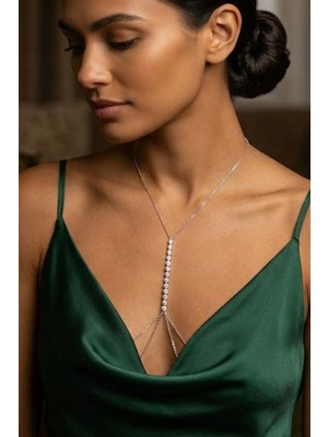 Caş Dekorasyon Gümüş Renk Taşlı Vücut Aksesuarı