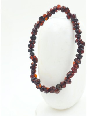 Silver'sy Yetişkin Kahverengi Damla Kehribar Bileklik Esnek Misina 17-18CM