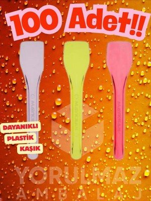 Yorulmaz Ambalaj 🥄🐼renkli Plastik Dondurma ve Tatlı Kaşığı 100 Adet – Tek Kullanımlık Eğlenceli Kaşık🍧🌈