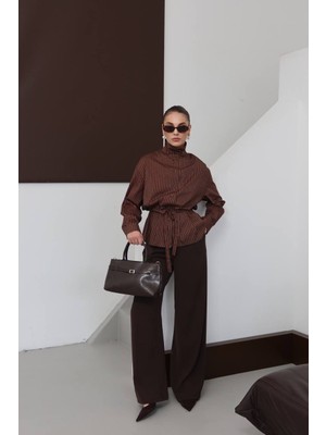 Amaze Kalite Ekose Belden Bağcıklı Gömlek